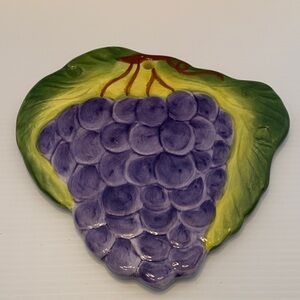 Ceramic Grape Trivet/Wall Hanging - Purple & Green Vintage